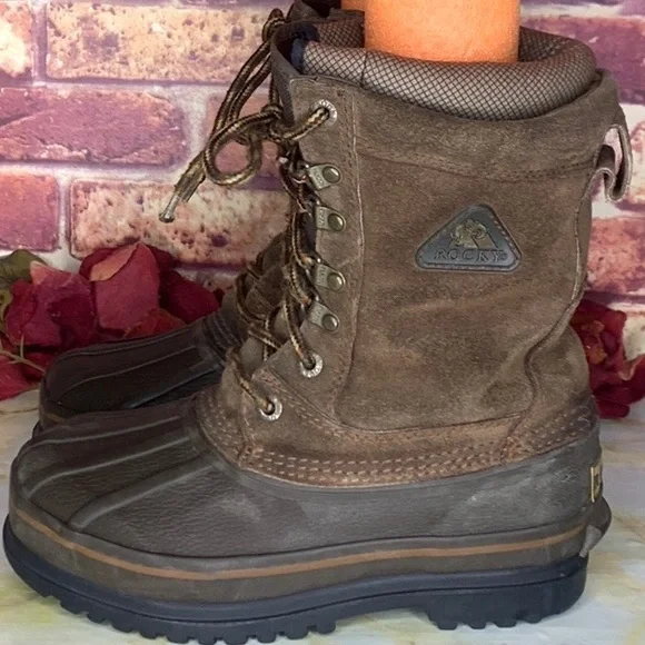 Rocky Brown Leather Lace Up Waterproof Steel Shank Thinsulate Winter Boo… - Picture 2 of 10